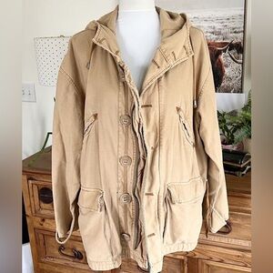 Free People Joshua Tree Tan Hooded Utility Anorak Jacket
